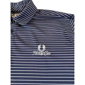 Under Armour Golf Polo Heritage Club Men's 2XL Heat Gear Blue W/ Stripes Stretch